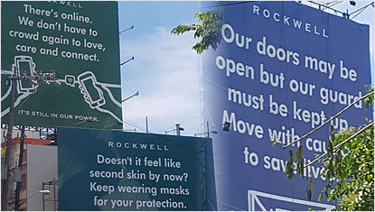 Covid propaganda billboards entering Rockwell area