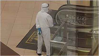 Covid protective gear propaganda in shopping centers