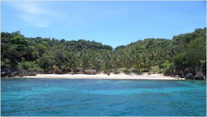 A private beach on Carabao island in the Philippines