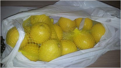 A bag full of lemons.